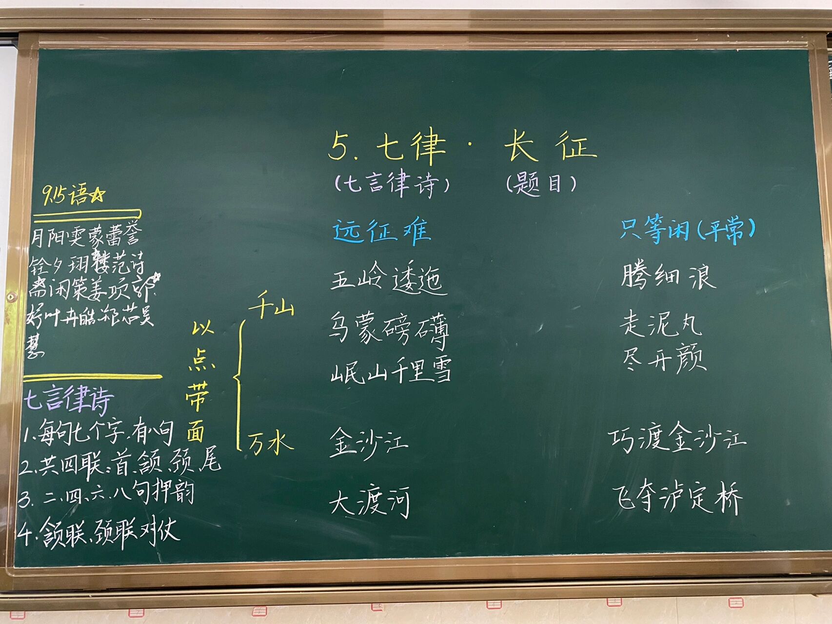 六上 七律·长征 板书