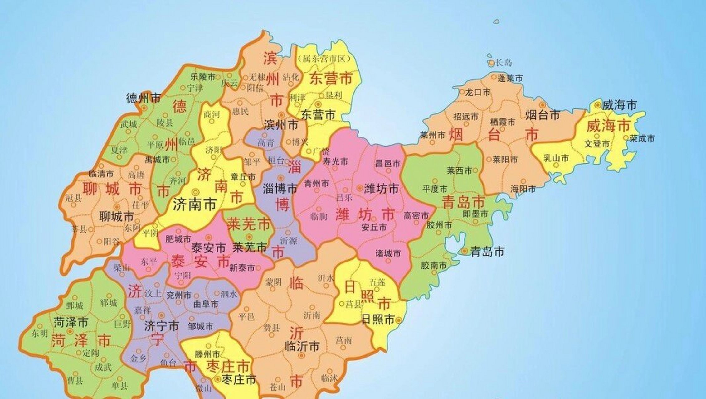 山东省各个市级分布图