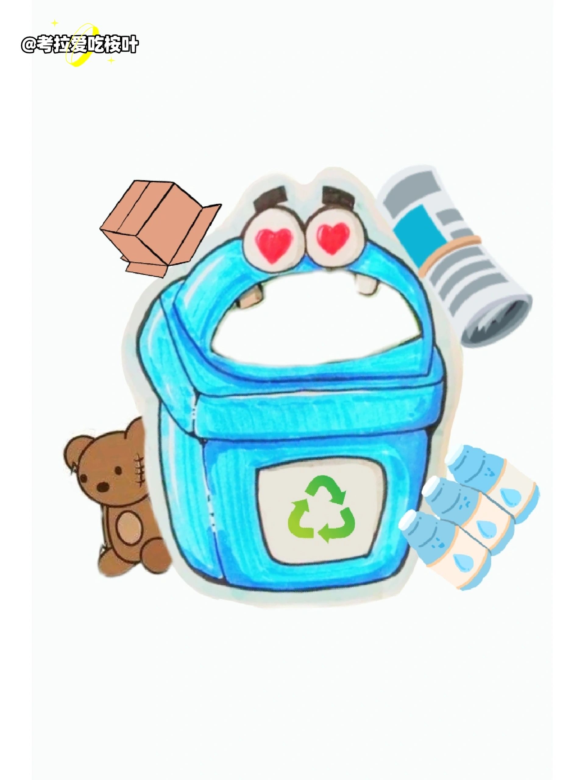 幼儿园垃圾分类垃圾桶卡通标识