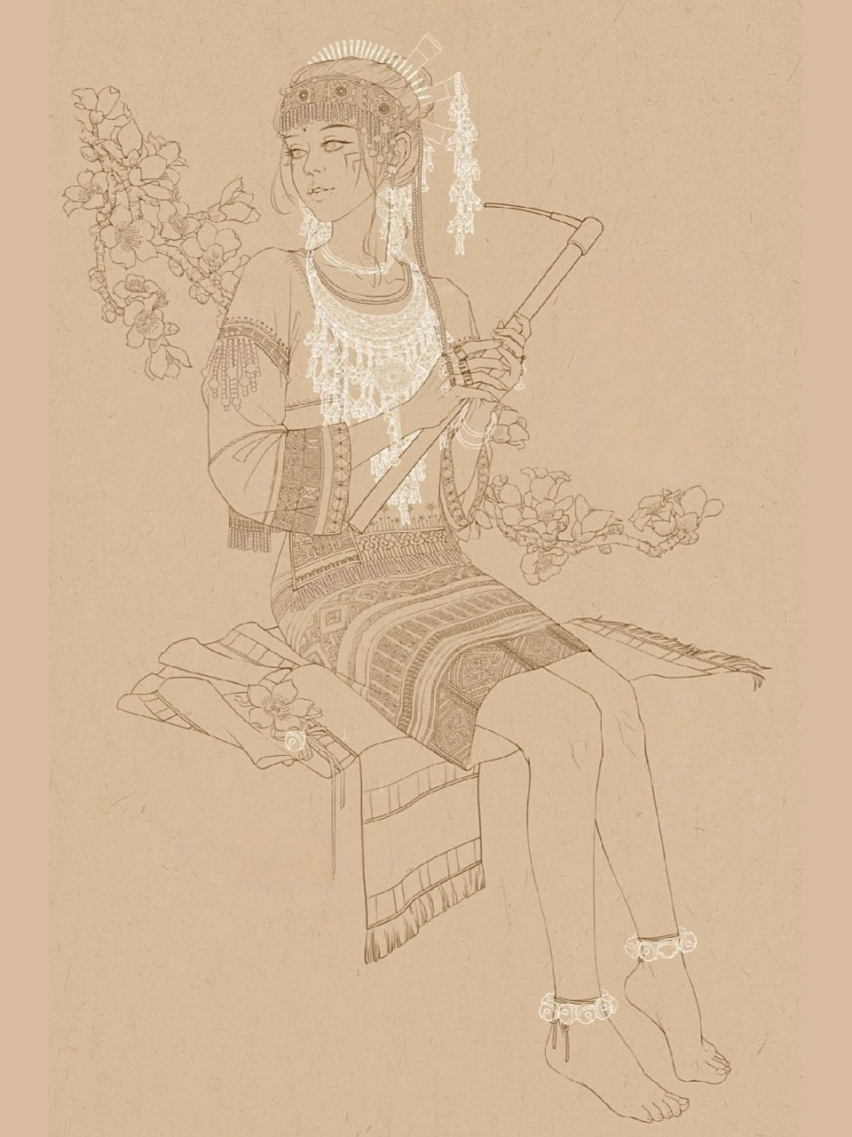 56个民族/黎族手绘民族风插画线稿预告  先看看吧～也不知道什么时候