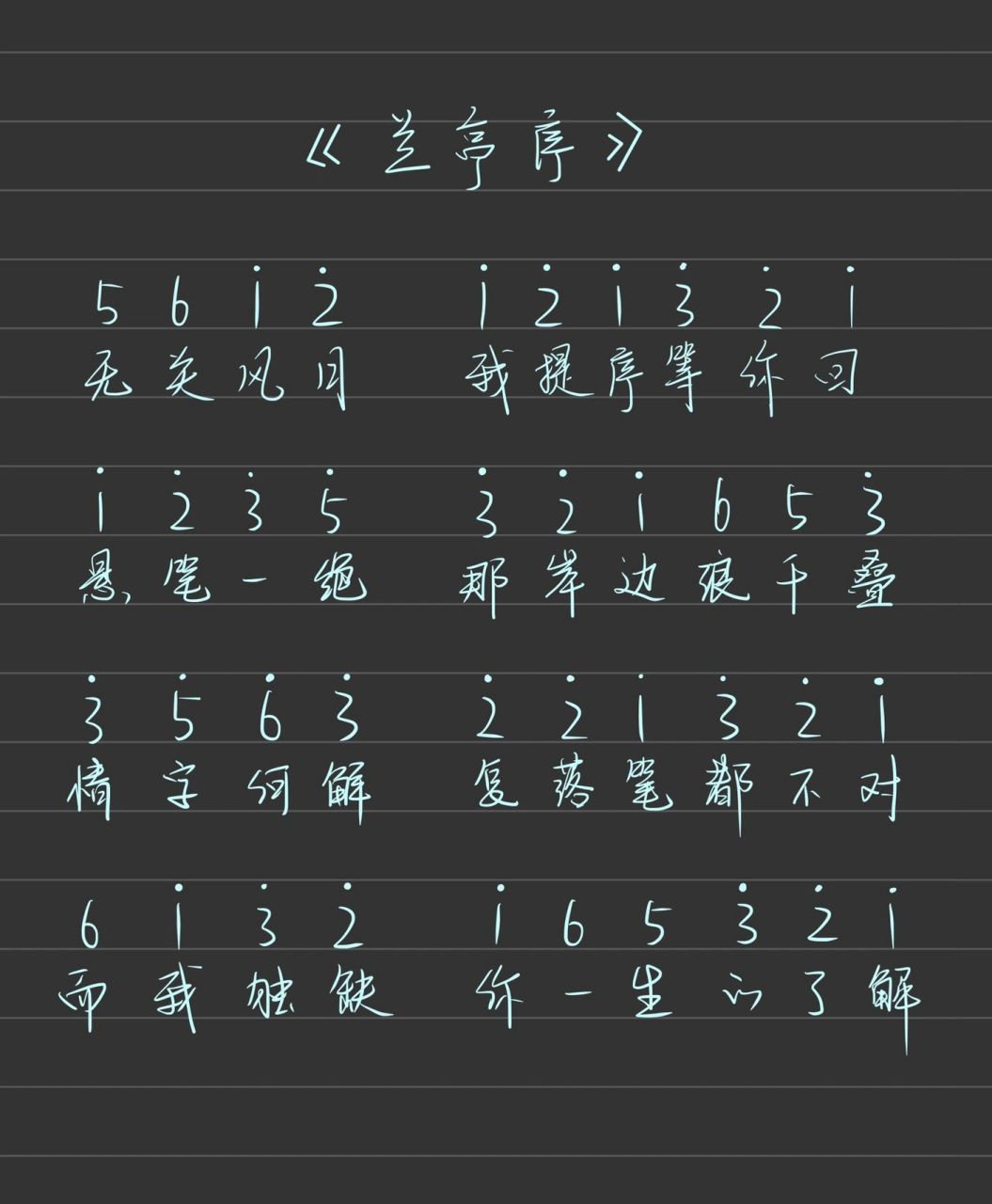 《兰亭序》钢琴简谱|拇指琴 《兰亭序》钢琴简谱|拇指琴