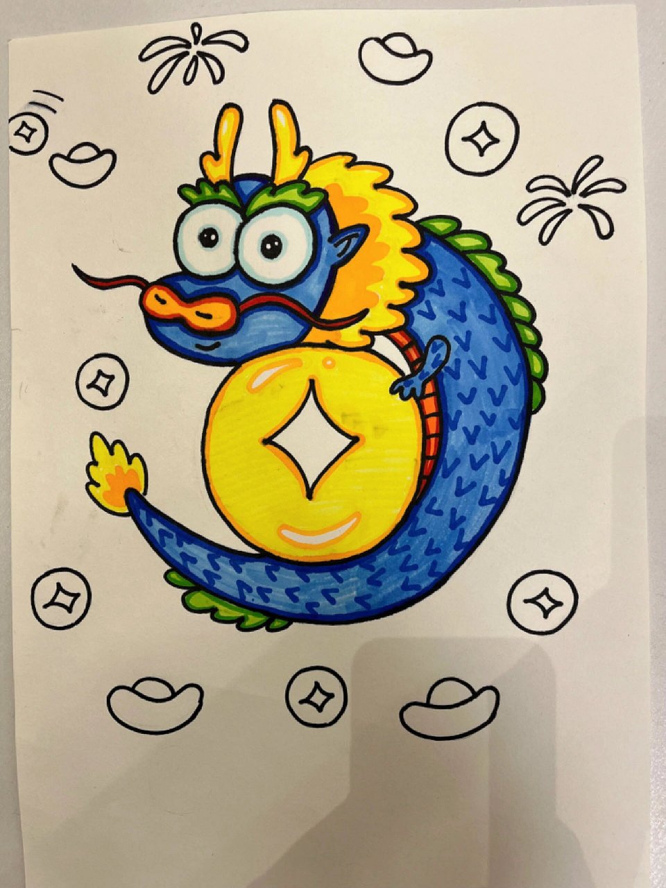 《龙墨重彩》-龙年主题创意儿童画 新年主题创意绘画,适合一到二年级