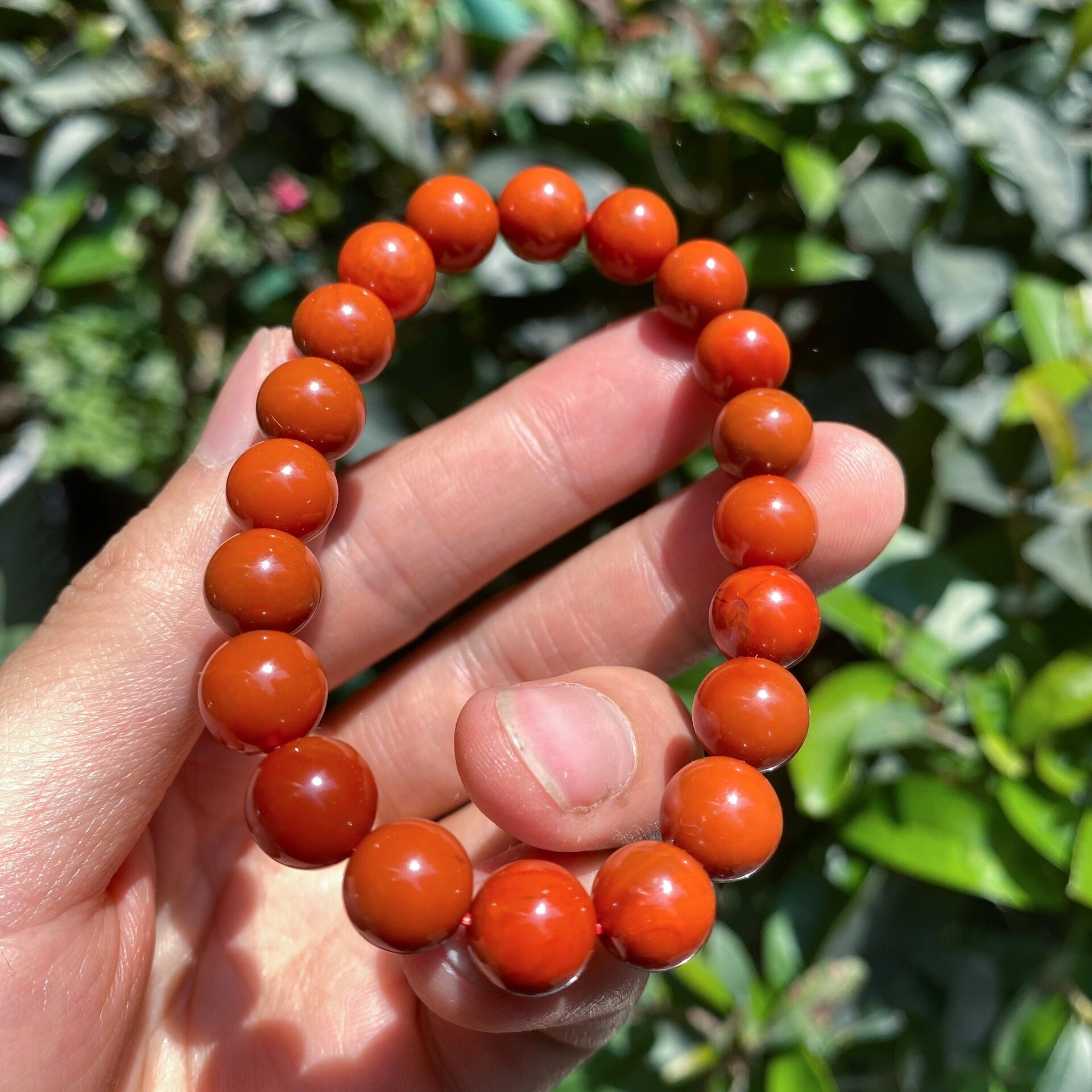 小精品南红瓦西料9.5一条,纯净满色肉柿子红