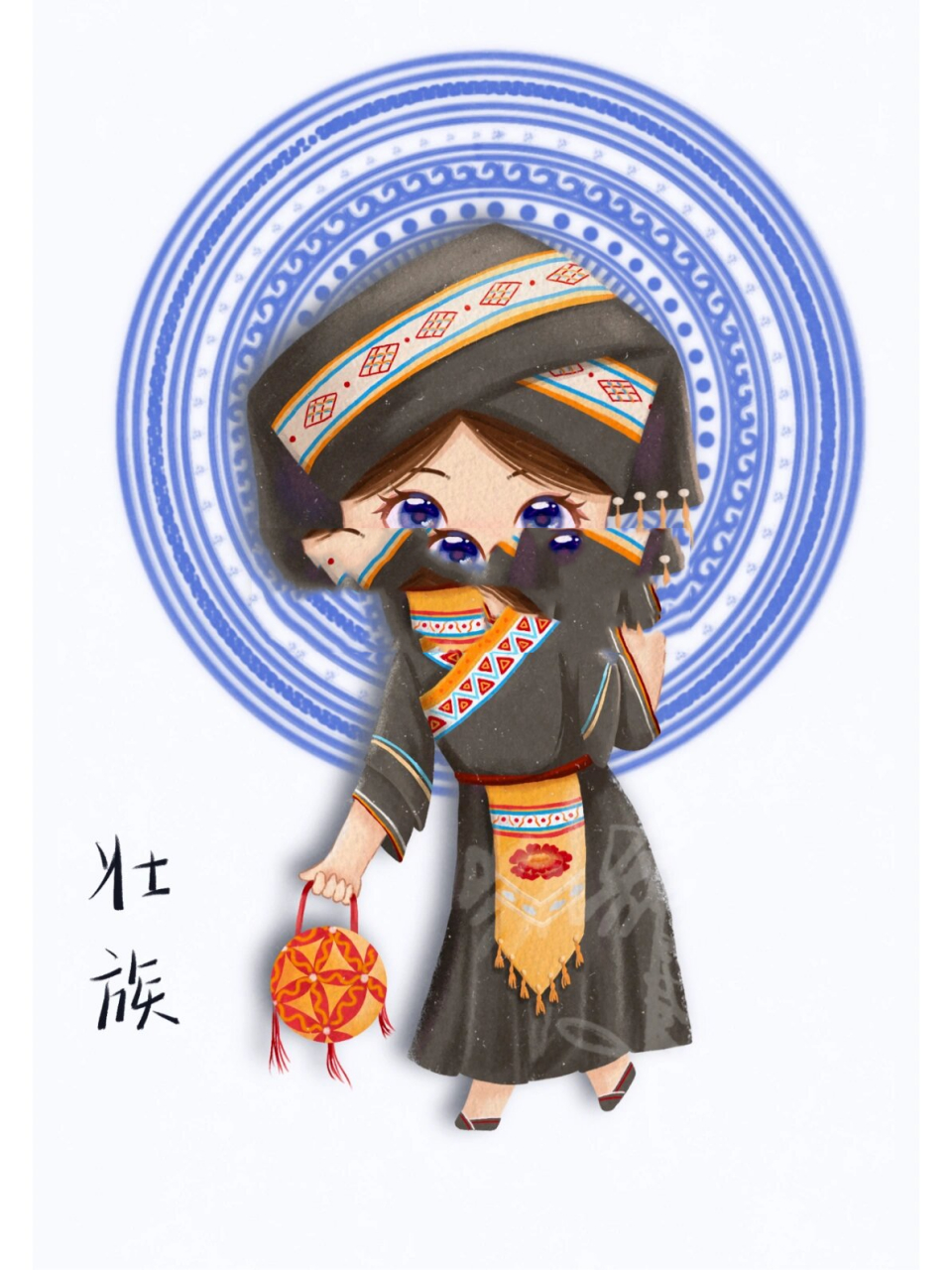 广西壮族服饰插画图片