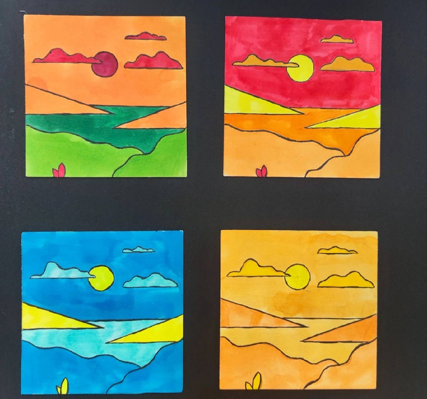 色彩构成,色相四宫格