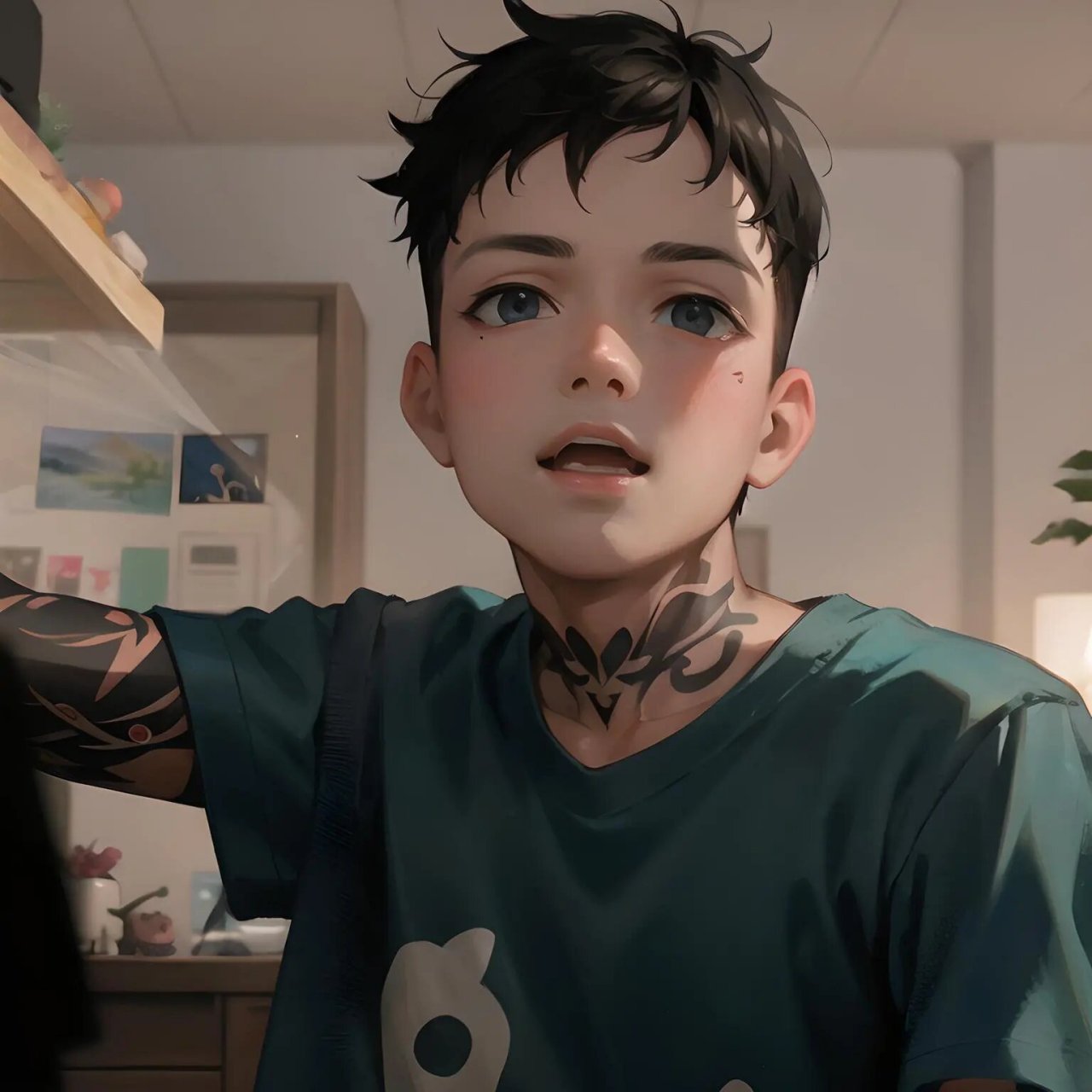 手臂带纹身的少年头像         帅气的男生头像 酷酷的