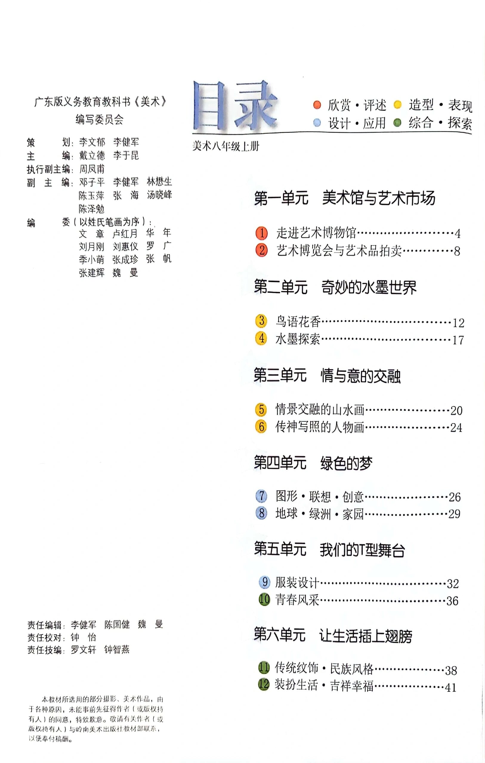 八年级美术上册目录图片