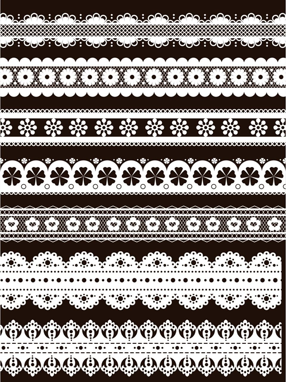 93素材分享 唯美蕾丝花边边框分割线花纹印刷海报素材 透明免抠png