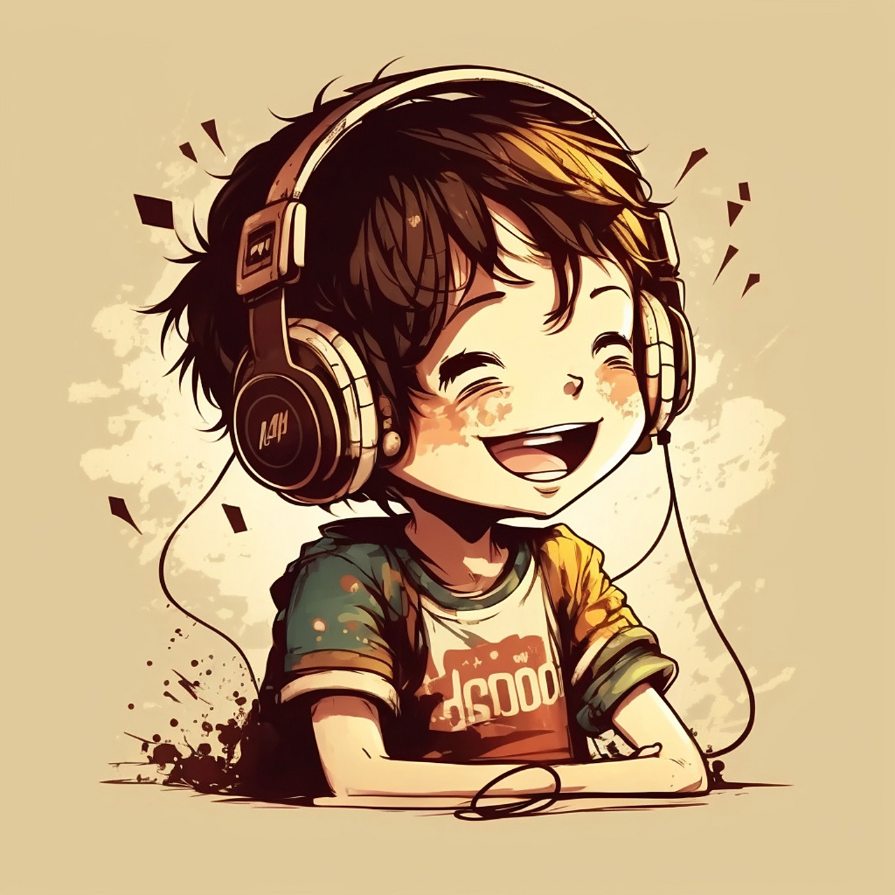 戴耳机的男生头像,治愈系