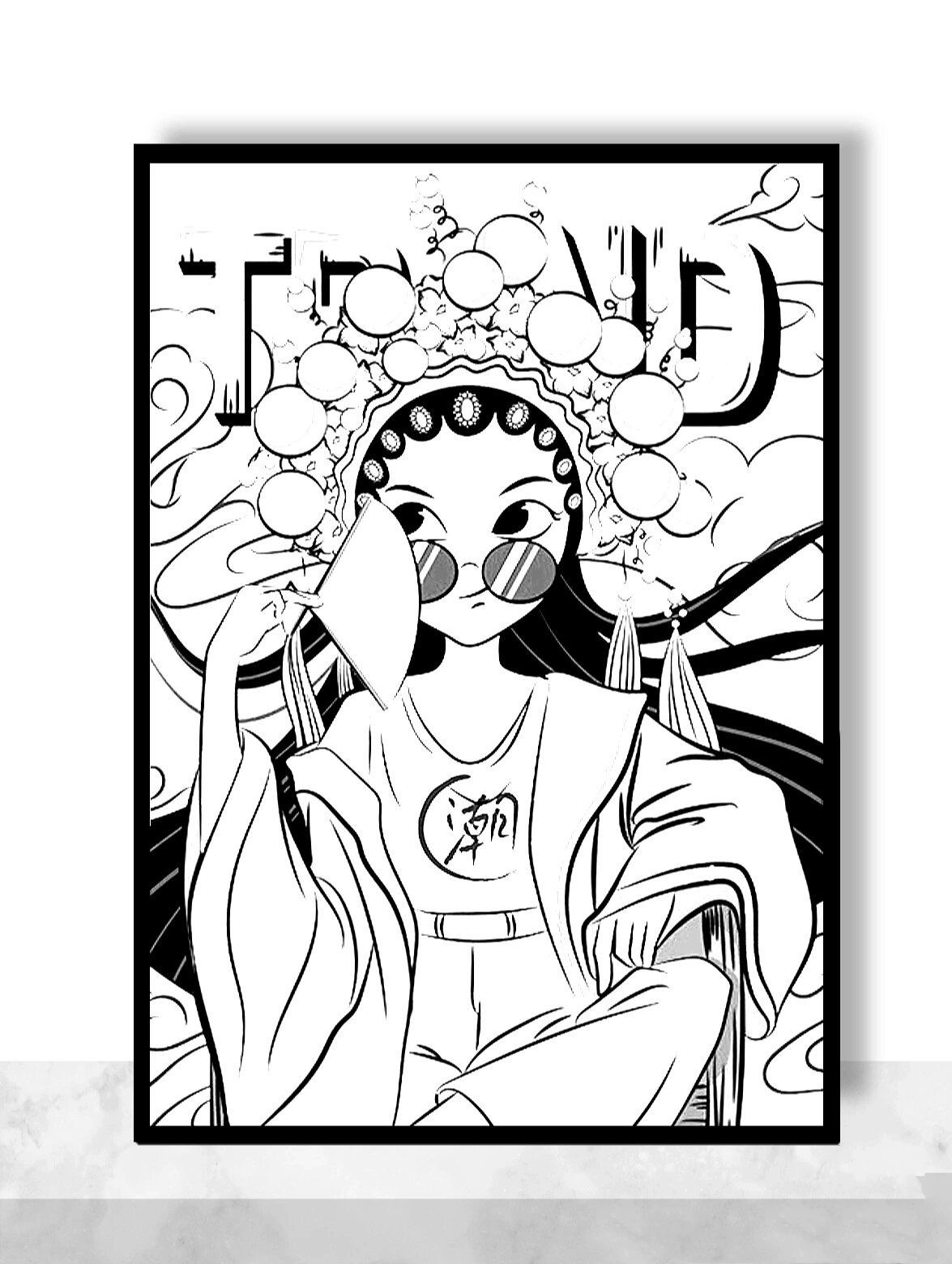 国潮插画线稿 京剧彩绘简笔画你学会了吗?