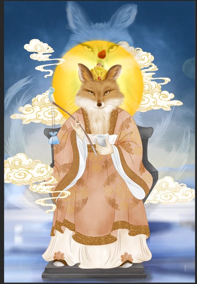 原创绘画胡黄白柳灰五大仙家 愿所愿皆所得