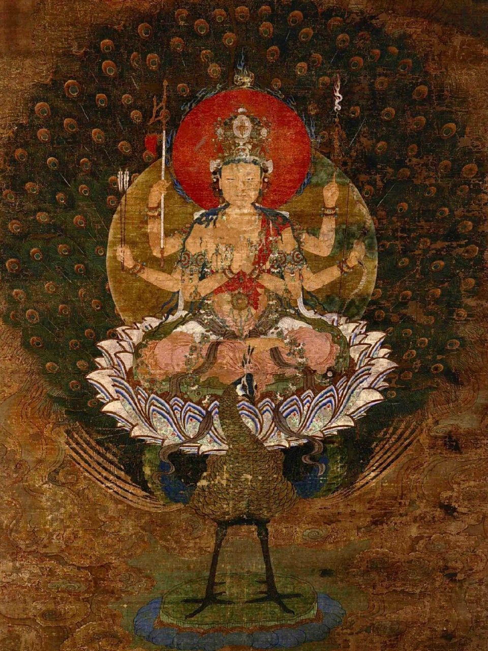 孔雀明王图 宋 佚名 孔雀名王图 绢本 设色 高168.