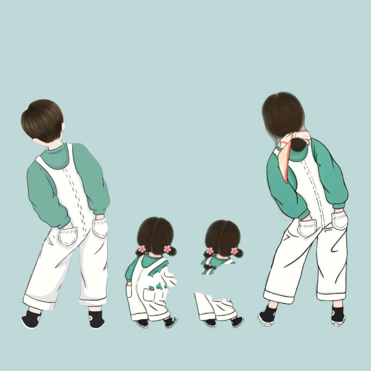 一家四口亲子头像双胞胎(姐姐妹妹) 带孩子有什么好处 带娃妙 带娃好