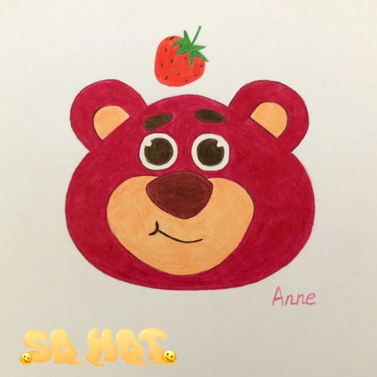 草莓熊简笔画 十分钟就可以画好的画.