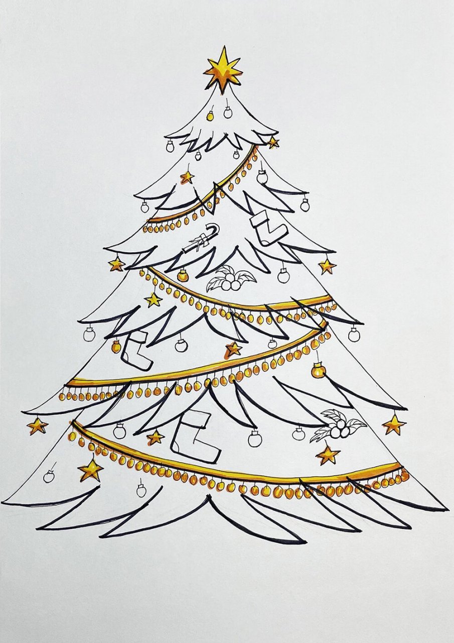 干货 圣诞节主题画 儿童创意绘画圣诞树绘画 90圣诞节马上又到了