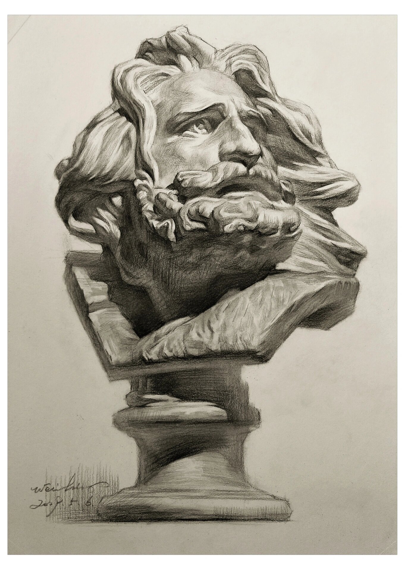 素描石膏像《马赛》多角度