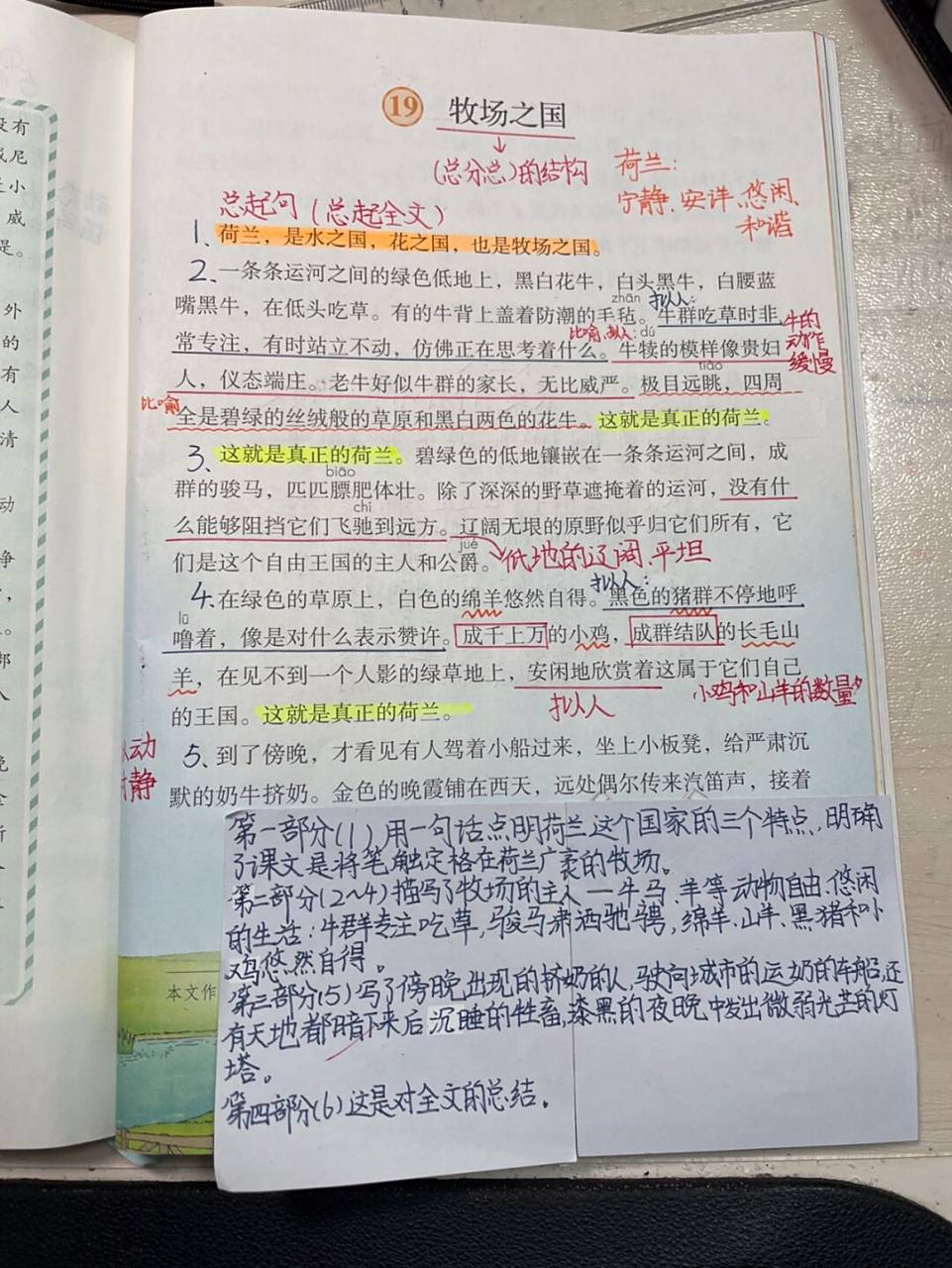 语文五下19课牧场之国笔记 #语文笔记# #五年级下册语文# #笔记