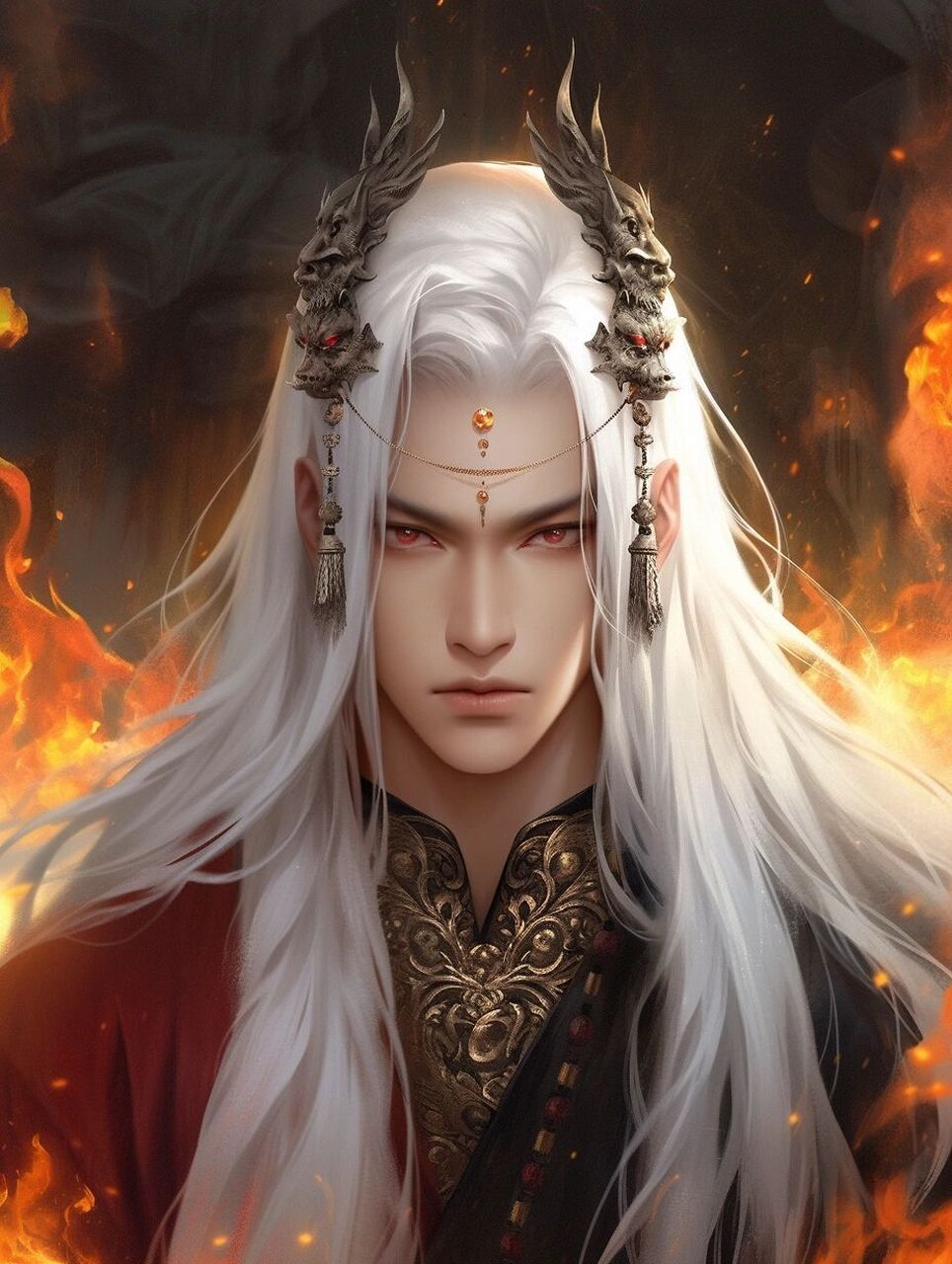 midjourney丨白发男生头像 白发峨峨如雪峰,丹心铁骨铸英雄.