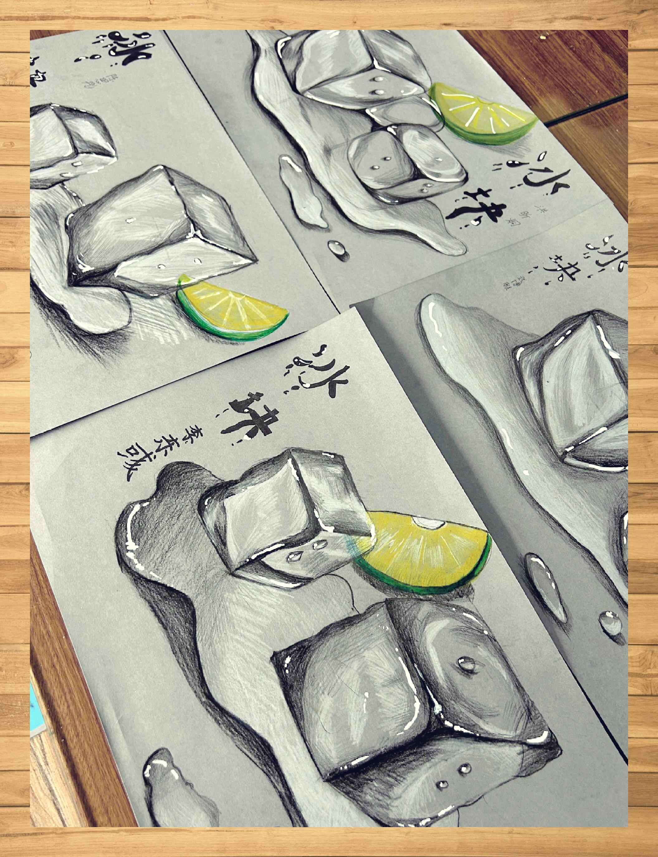 小画家们的冰块素描,晶莹剔透,仿佛能降温呢