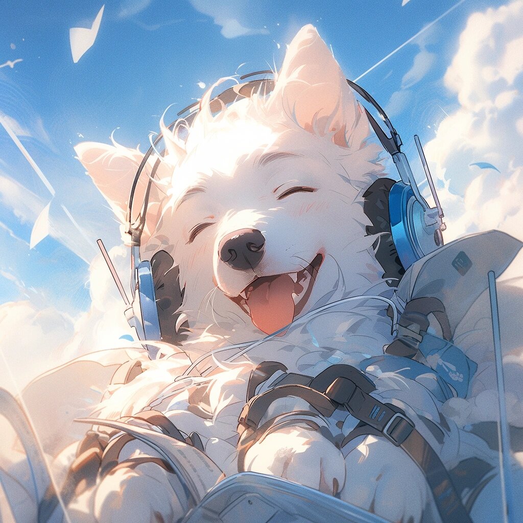 戴耳机狗狗 头像分享