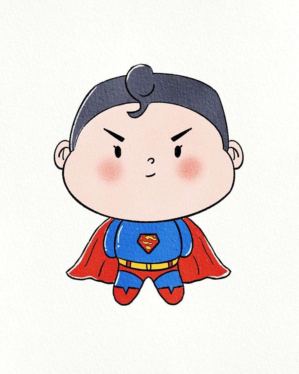 简笔画漫威|q版胖脸人物|可爱蜘蛛侠|超人 绘画工具:ipad .