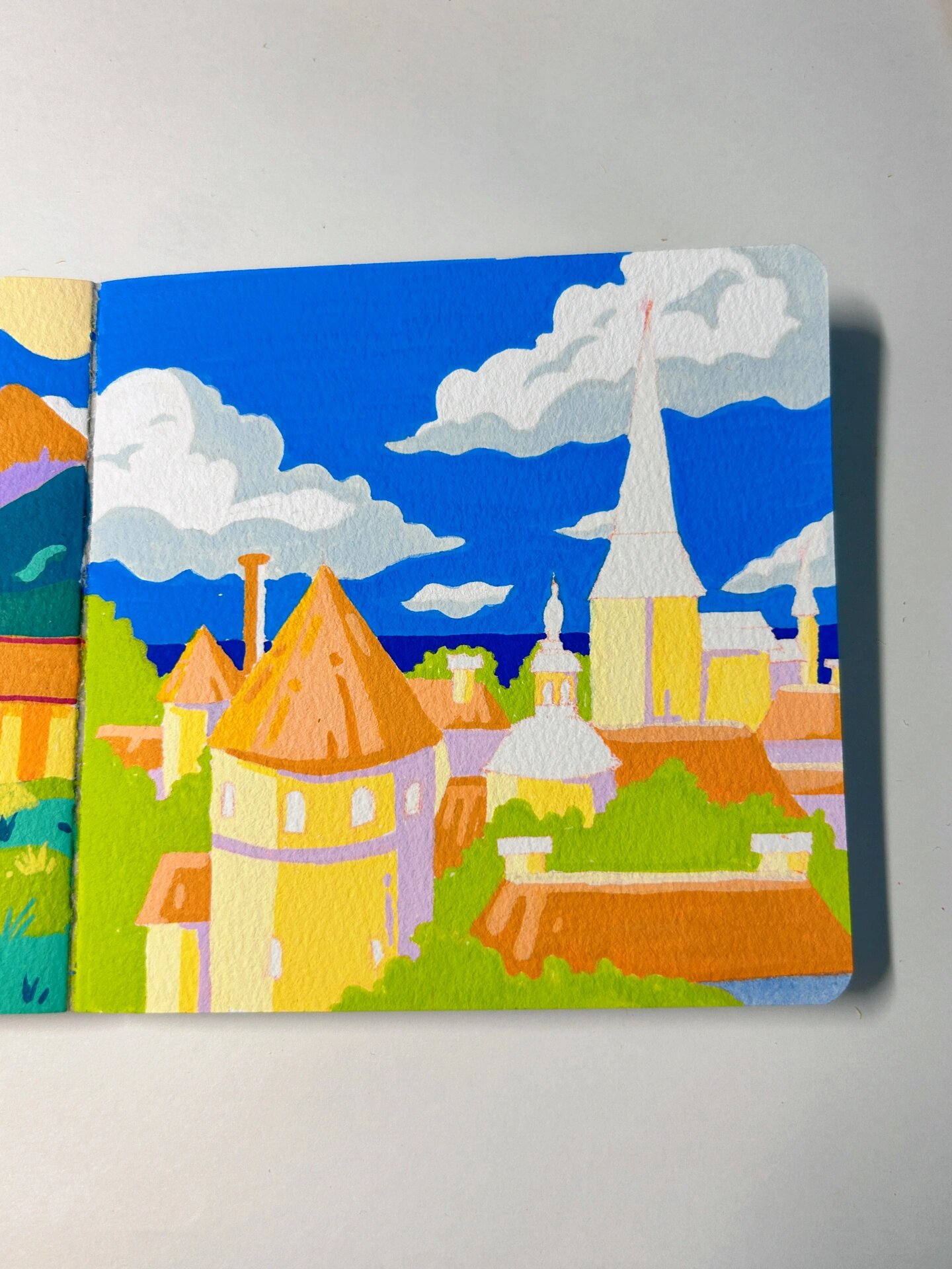 丙烯马克笔|海边小镇98(附过程)