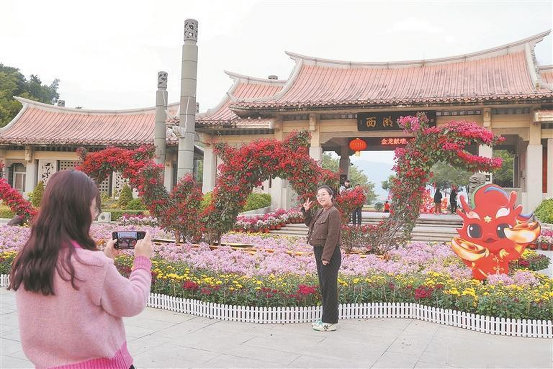 昨日,在泉州西湖公园西门口广场,一条长12米