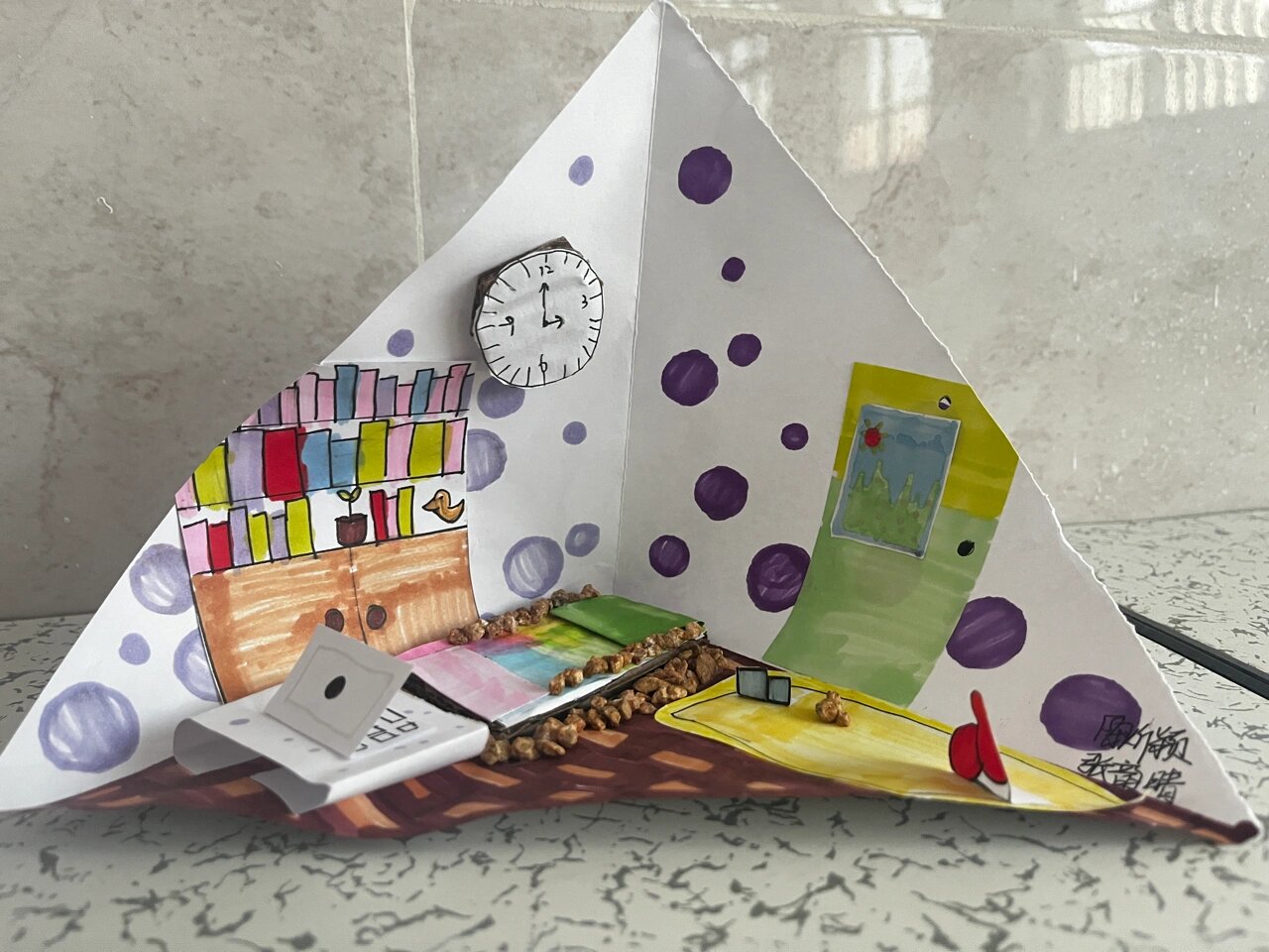 广州小学英语创意立体手工my house 学生的立体手工作品