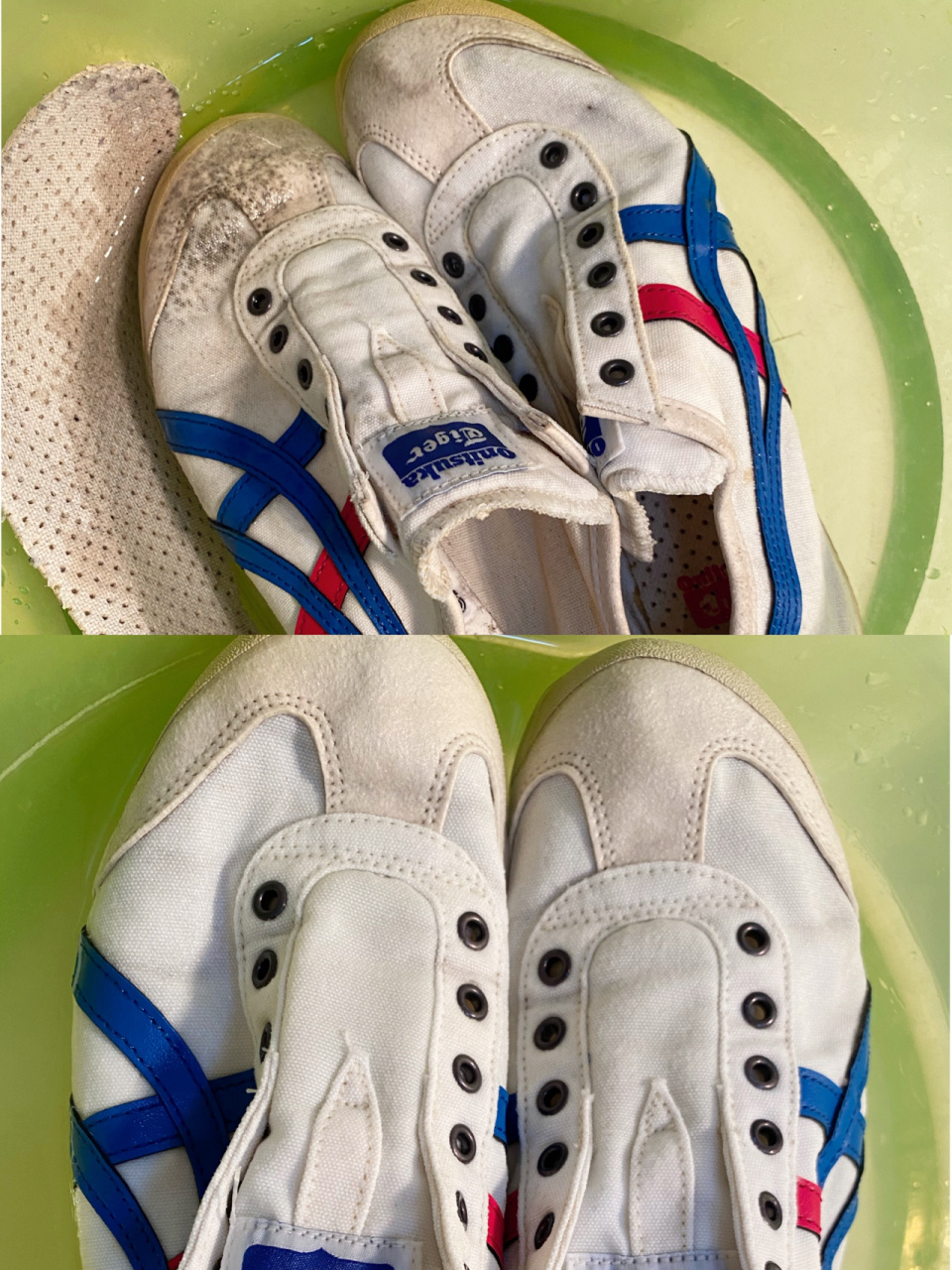 一步到位 无色无味 记得带手套操作 一盆热水 一双发霉的鞋子 液体半