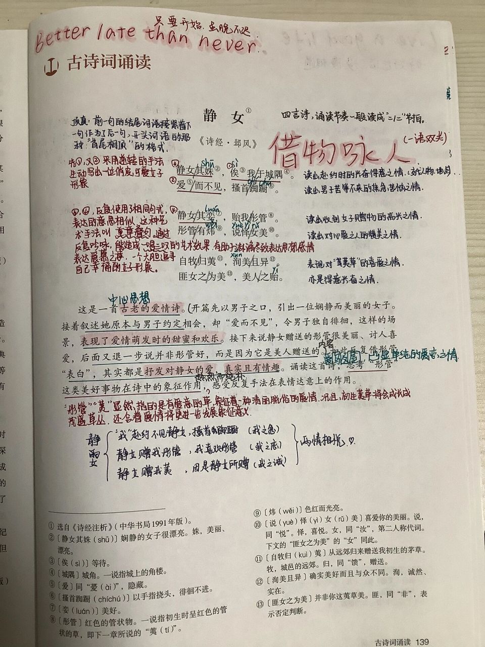高一语文古诗笔记"静女""涉江采芙蓉"… 更新啦!