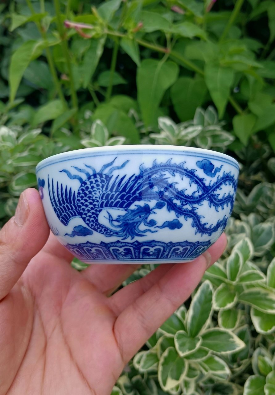 云兮草堂手绘青花五凤普洱杯主人杯功夫茶具 景德镇一个专注清三代的
