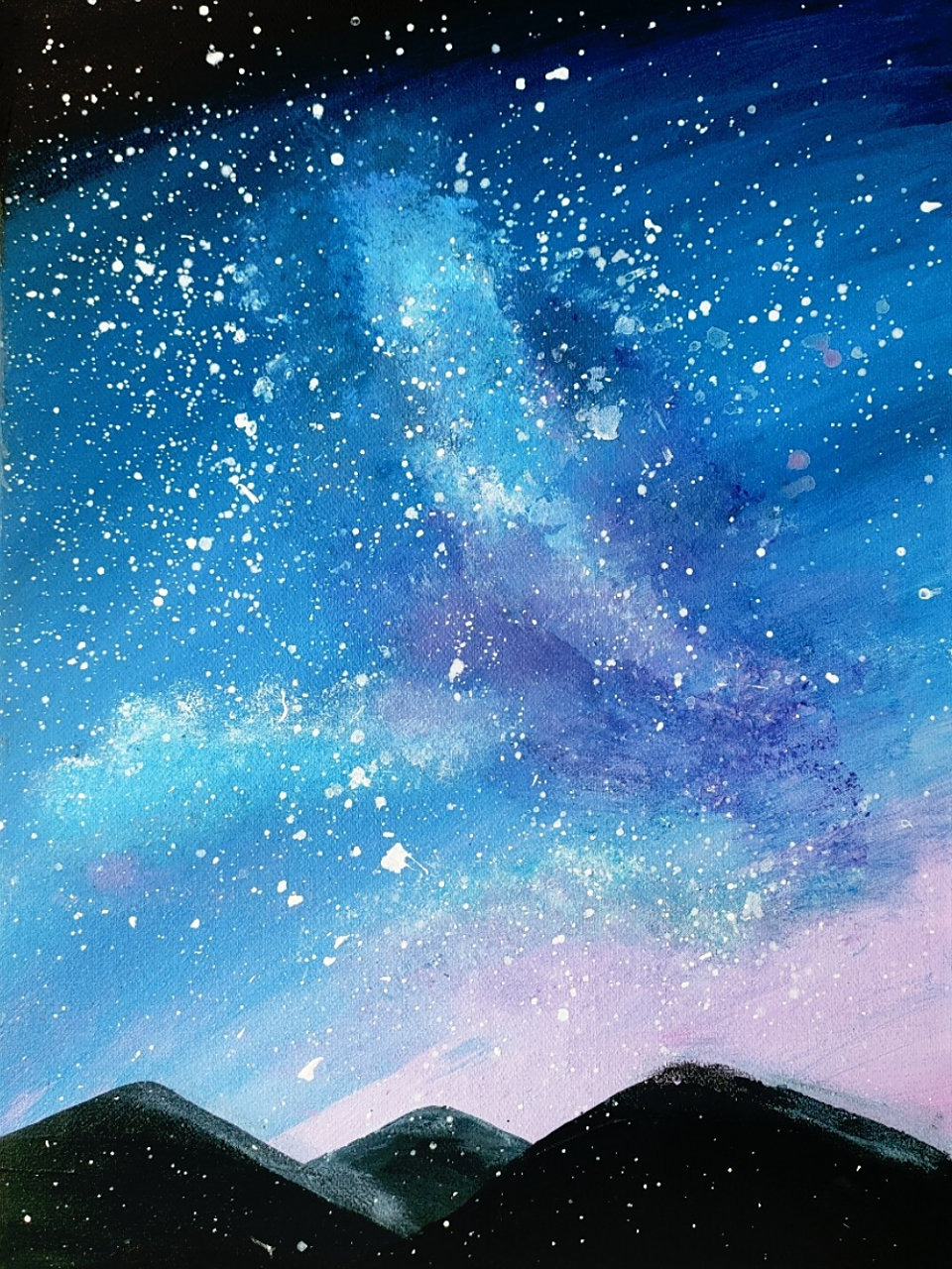 少儿美术-水粉画/丙烯画《星空》 少儿创意美术-水粉画/丙烯画《星空