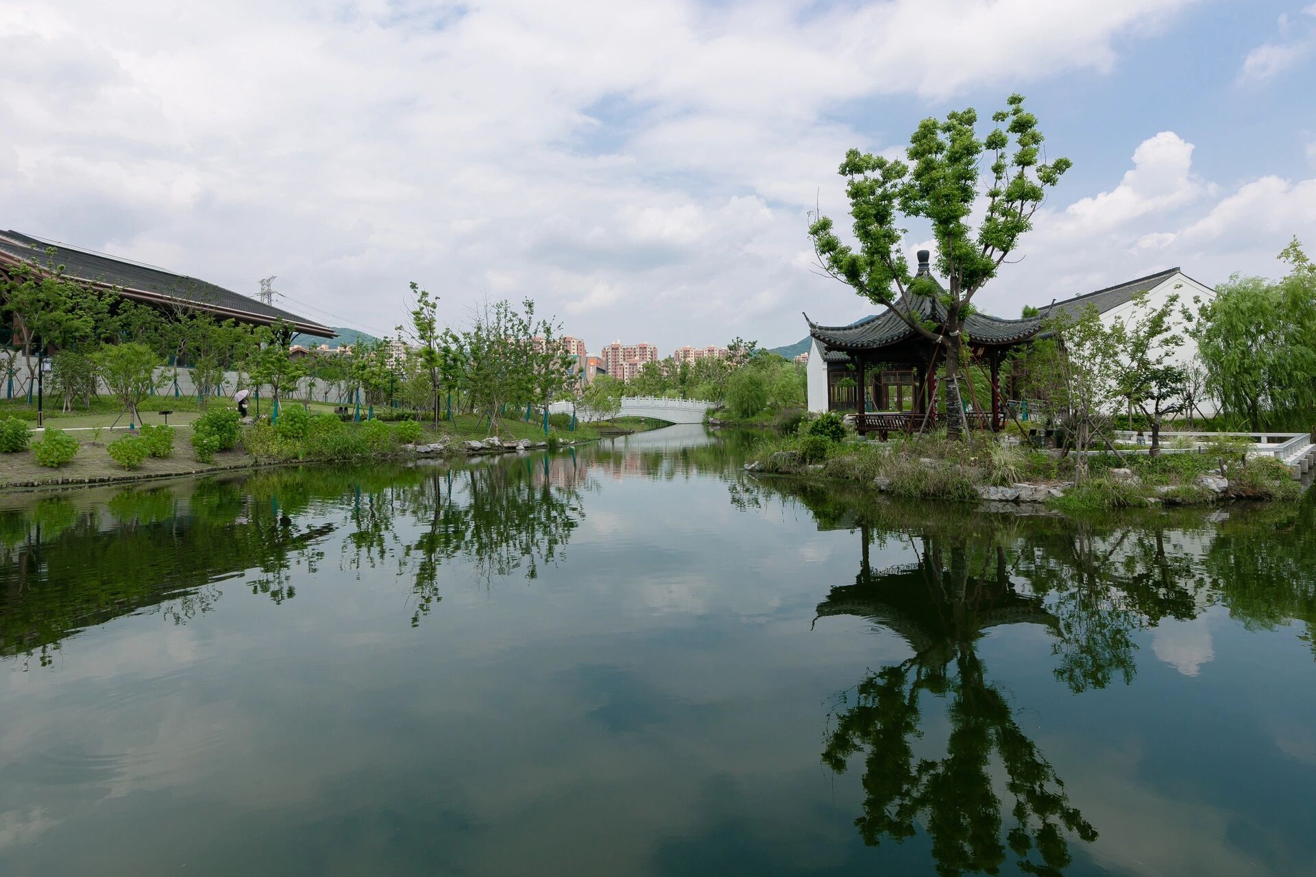 杭州桃花湖公园北区婚庆产业园全景风貌 桃花湖北区是杭州城市土地