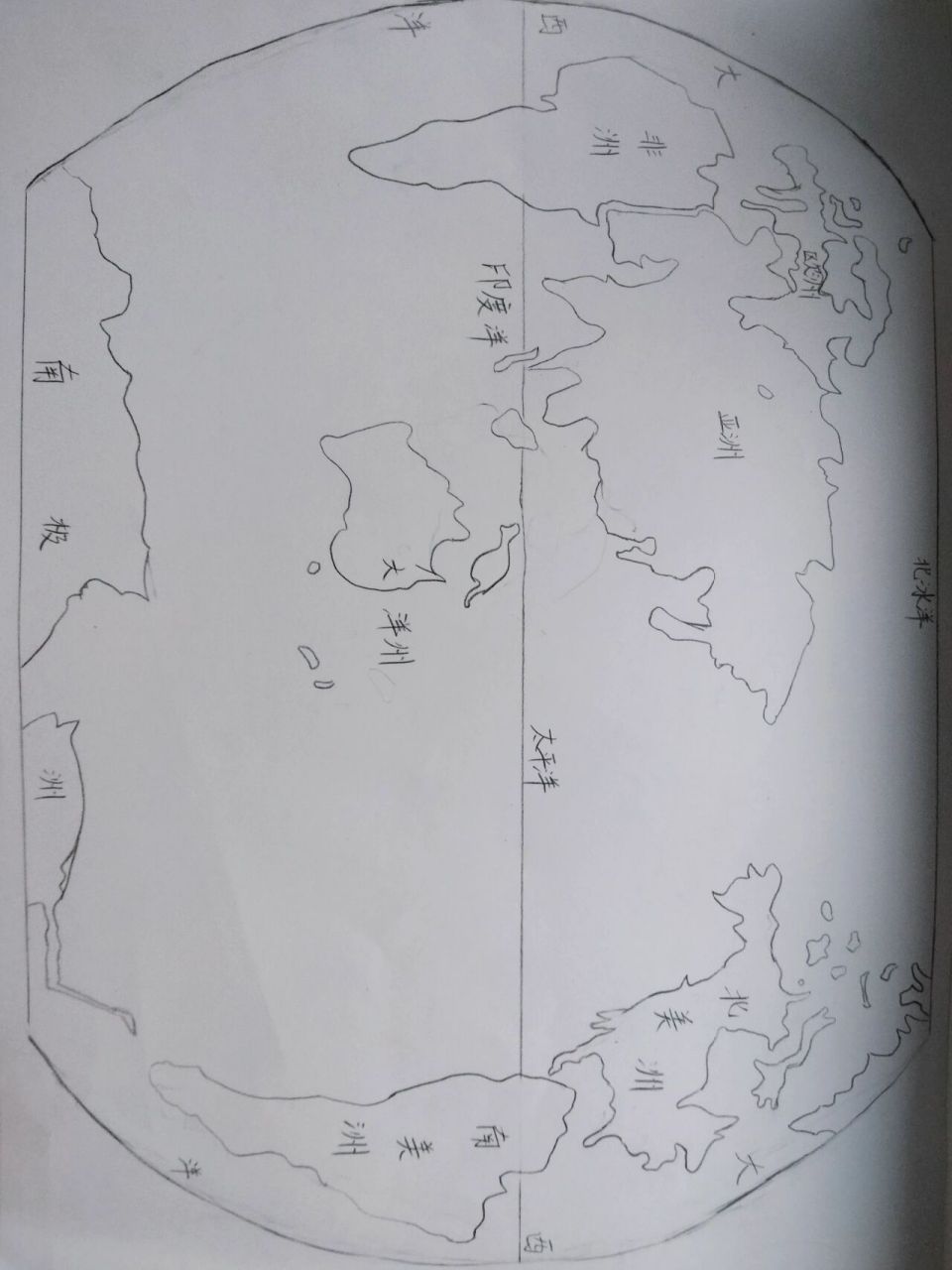 初一地理 世界海陆分布图