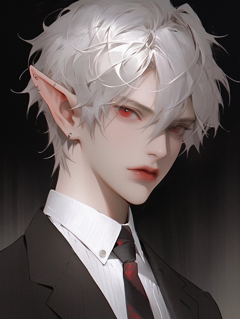 银发红眼恶魔男头像