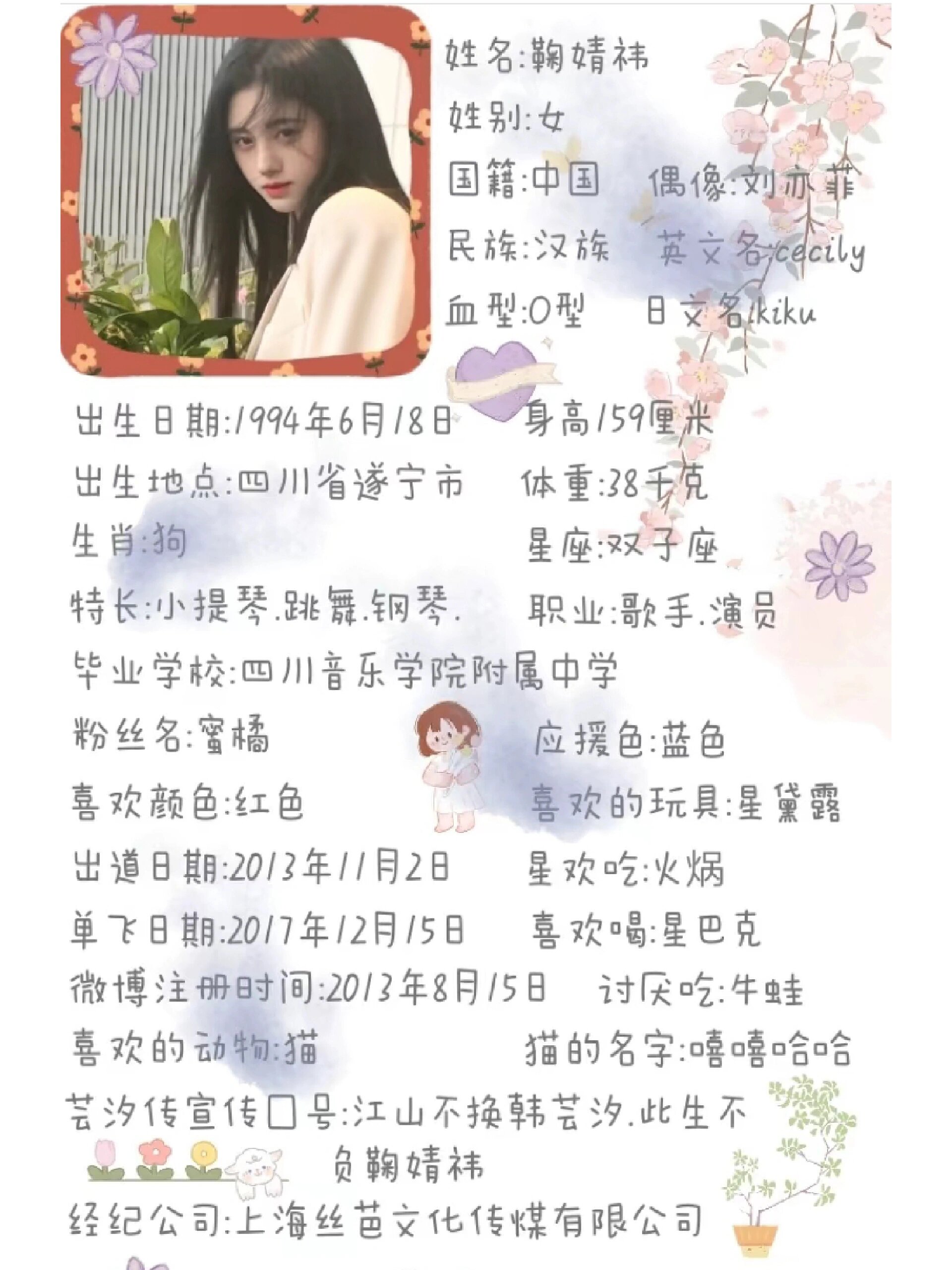 鞠婧祎介绍图片