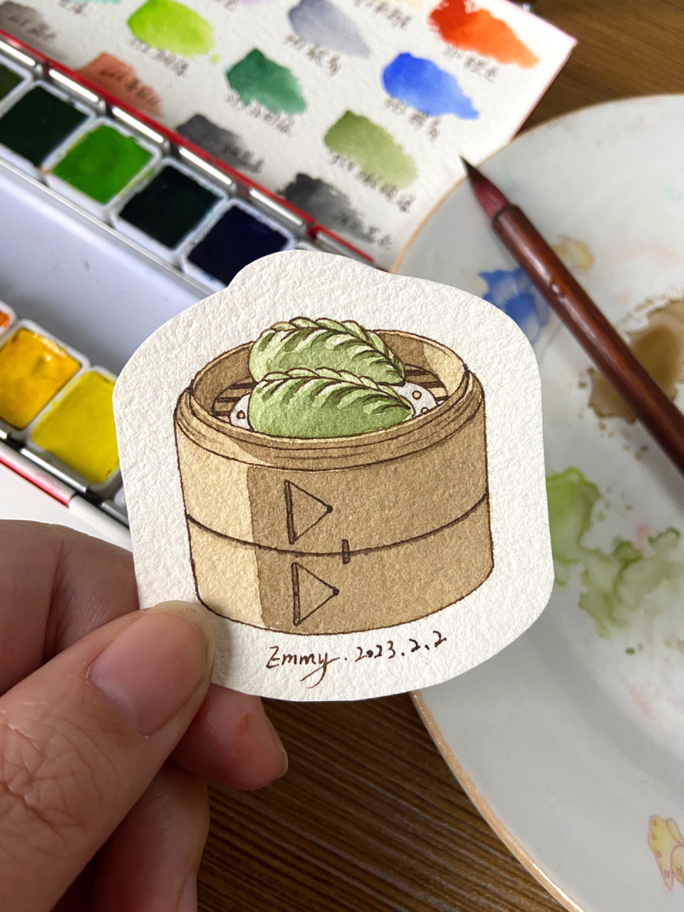 77/100 中华美食小书签,附过程 我来更新啦～这次画的是两个花式小