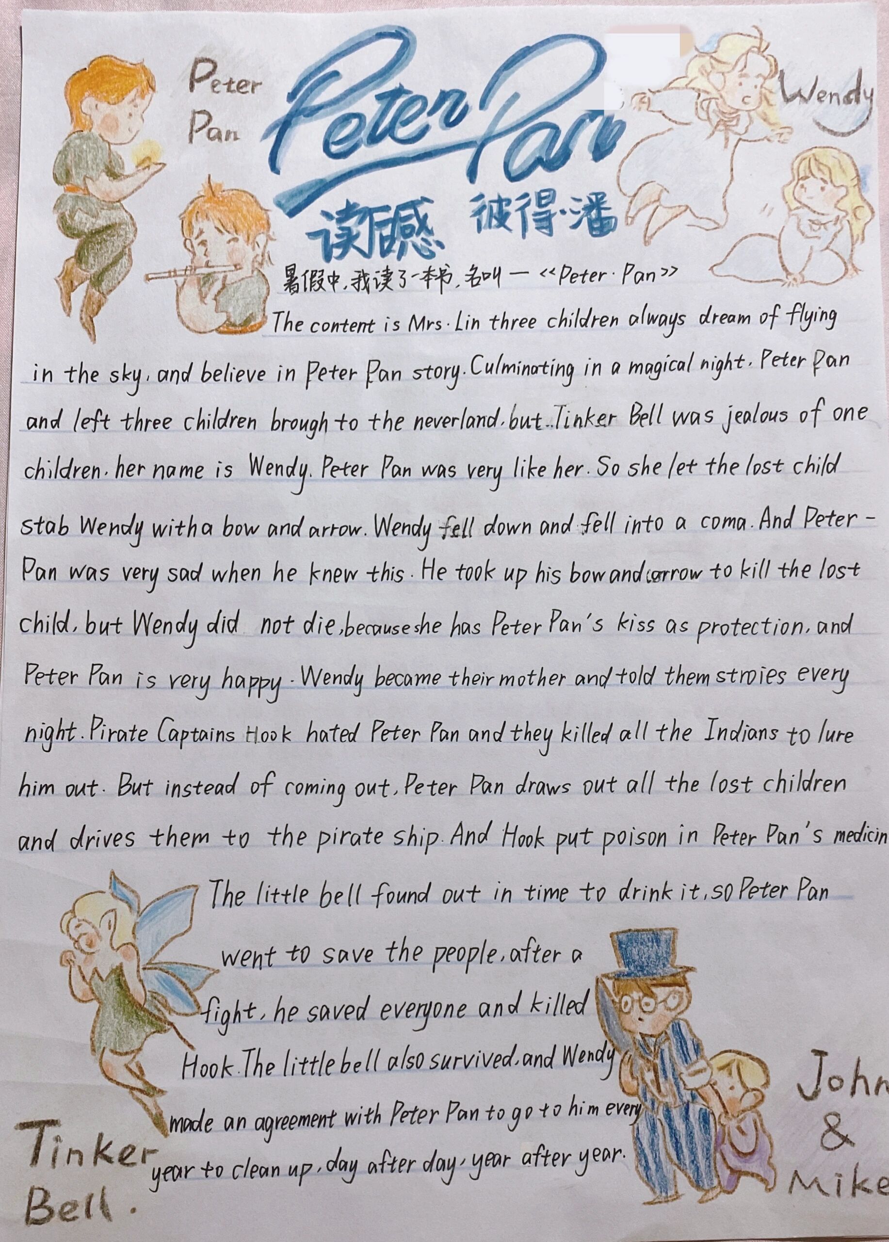 《彼得.潘》英语读后感小报