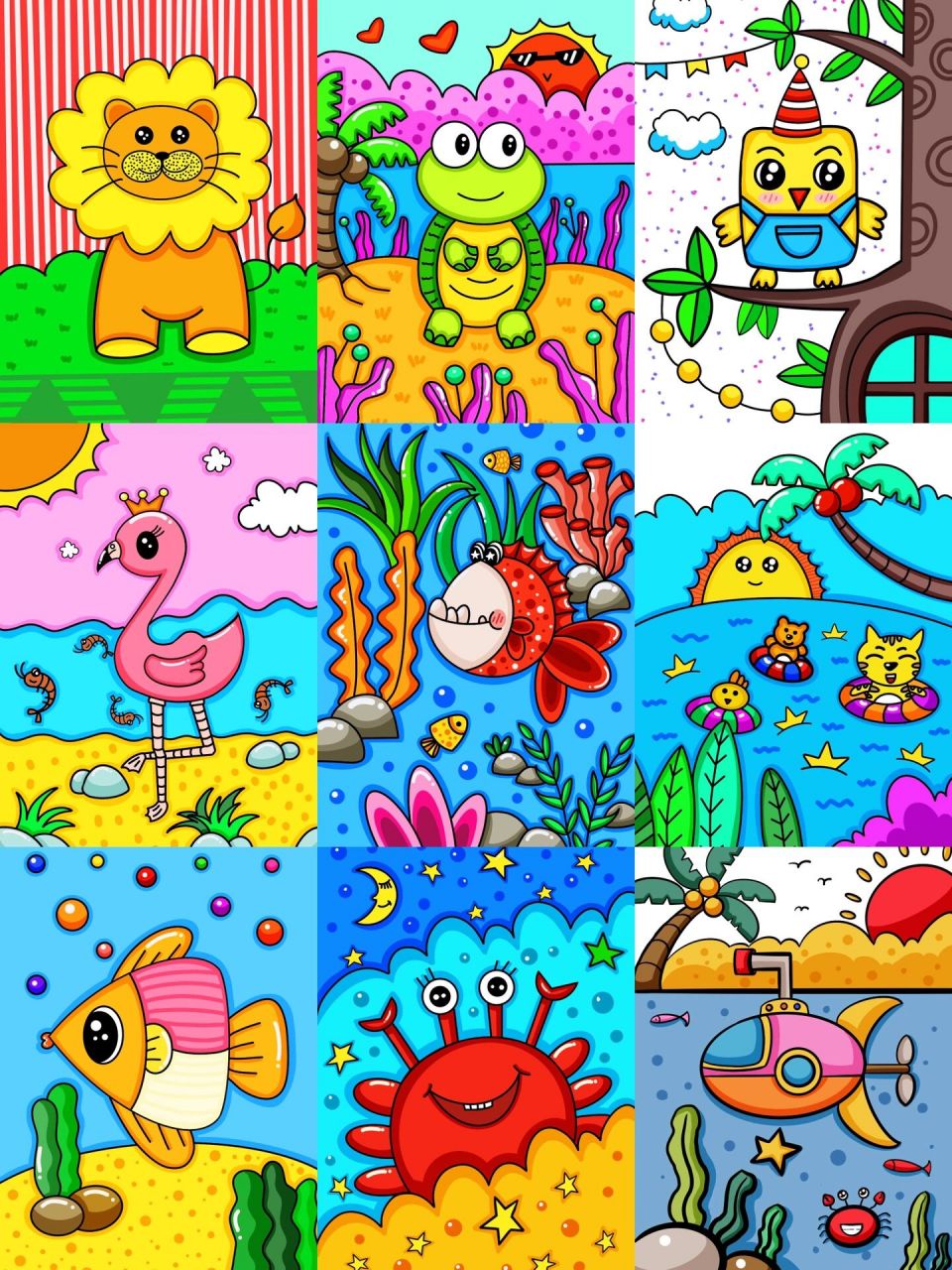 动物 合集 创意画 简笔画 儿童画