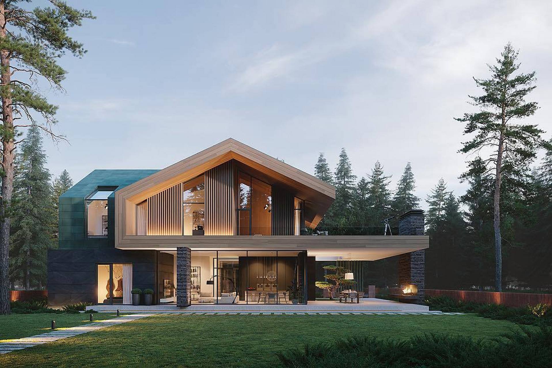 二层坡屋顶现代风格农村自建别墅 如有自建房需求,欢迎沟通交流