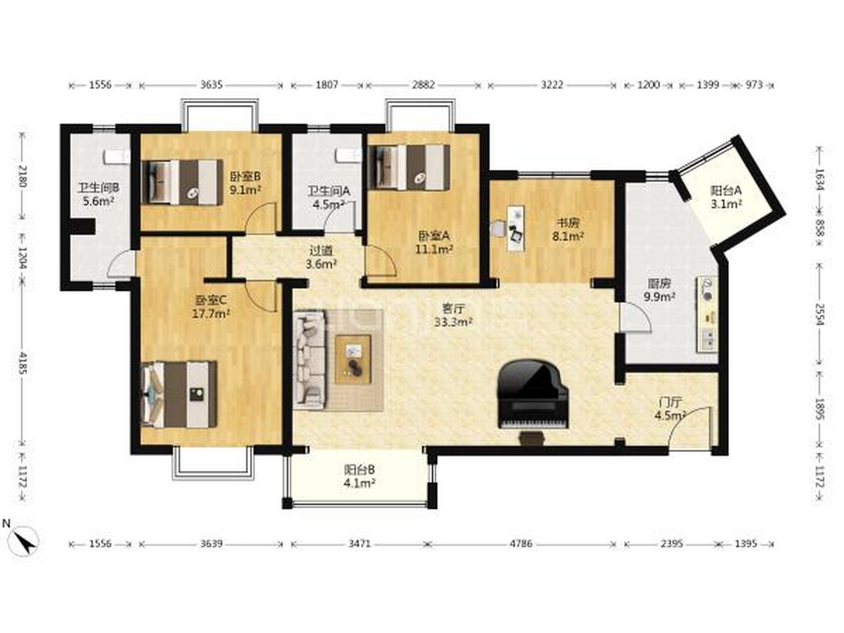 北京市 东城区 东直门板块 华普花园小区 最近成交房源 三室二厅一厨