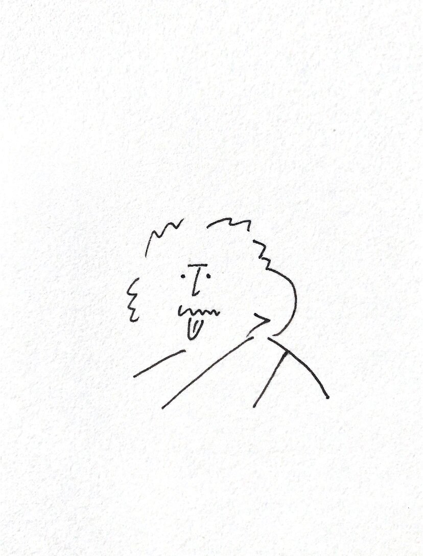 随手画个爱因斯坦 练习随手画有一段时间了,做鬼脸的爱因斯坦是画得最