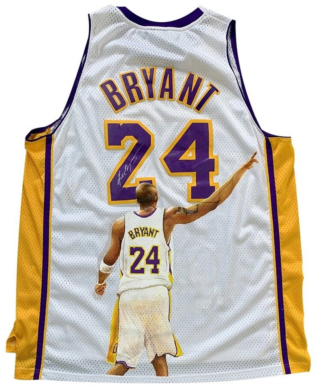 科比亲笔签名球衣 人物手绘画版 湖人24号 科比亲笔签名球衣 人物手绘