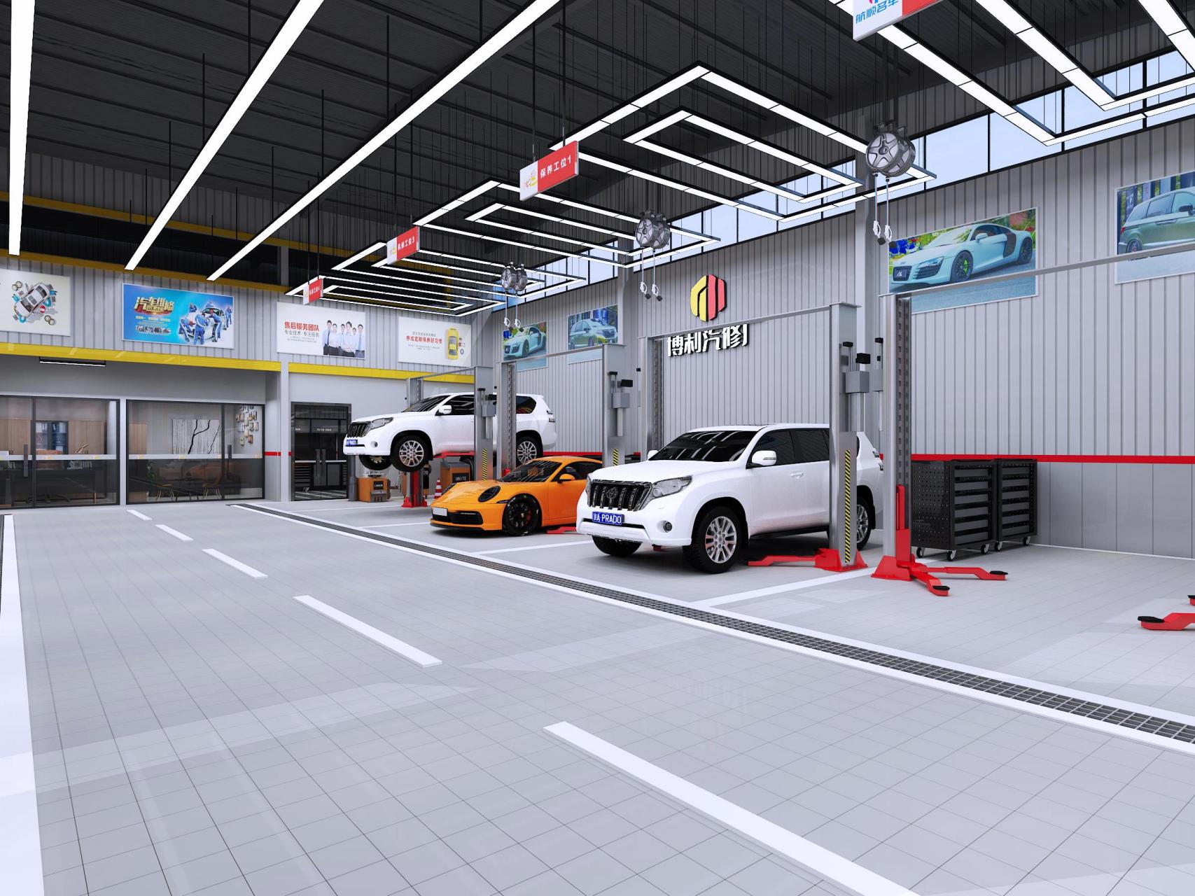 博利汽车修理厂汽修厂设计效果图