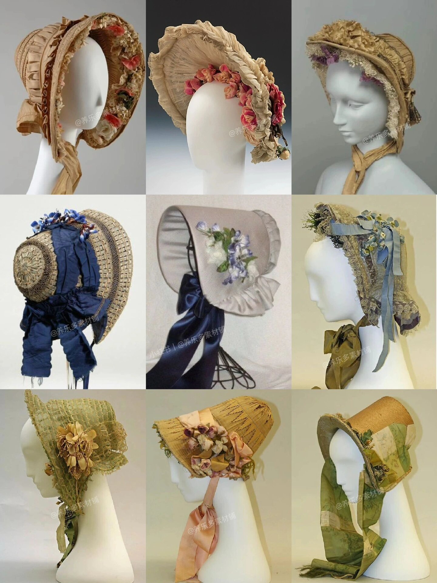 法式洛可可复古洛丽塔波奈特帽子古董帽合集