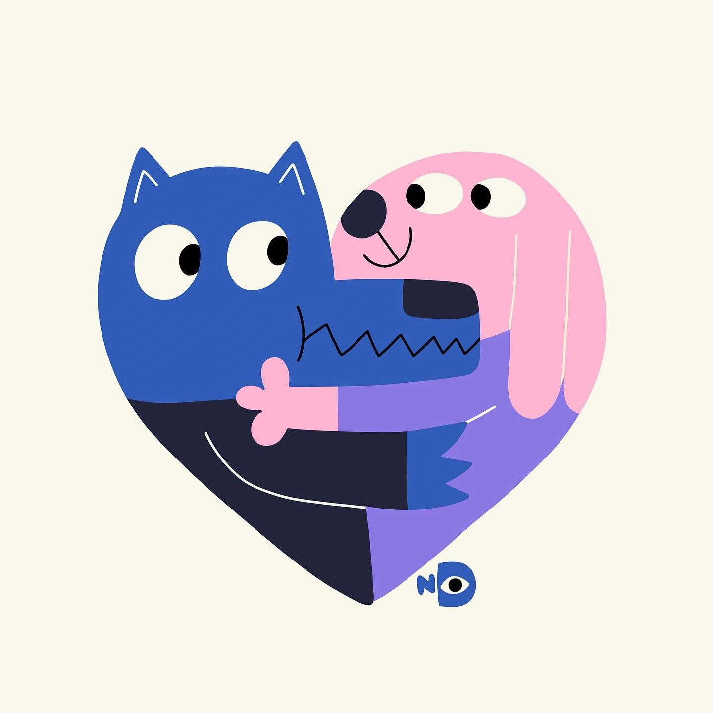 适合孩子看的插画推荐,爱心拥抱和动漫形象 by艺术家nina_dzyvulska