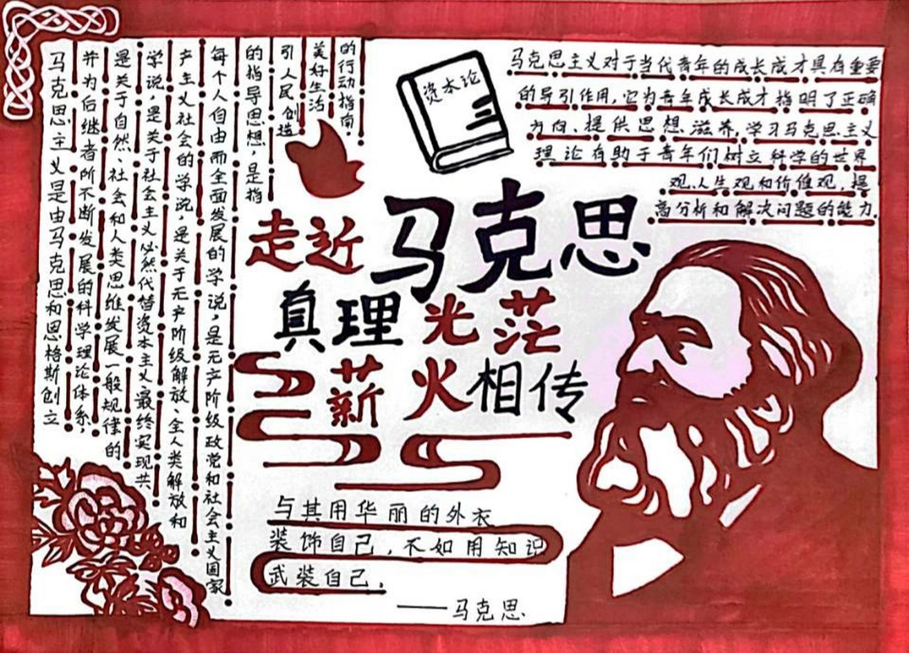 手抄报|马克思主手抄报      已经画了一幅作品,a4不符合要求,参赛