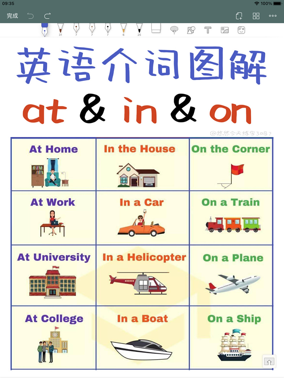 介词图解【at & in & on 】英语学习 99悠悠今天整理了英语介词at