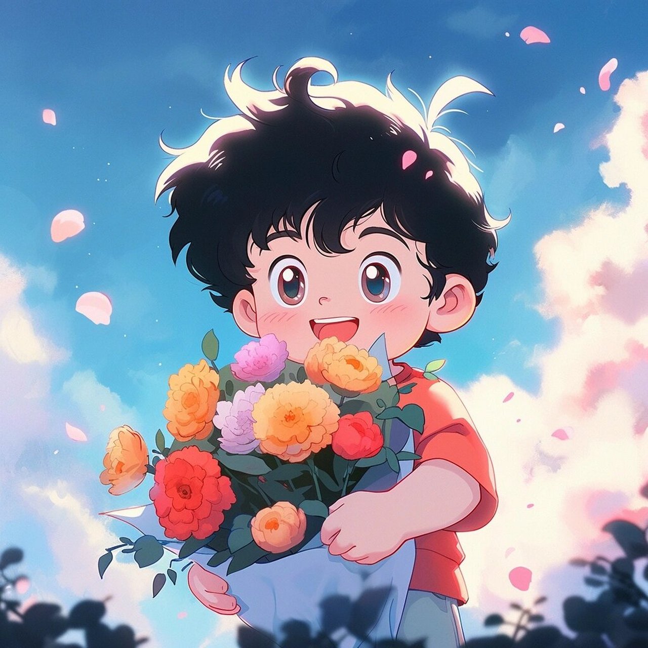 手捧花情头 | 带着鲜花走向你 #ai绘画有点东西# 别着急,总有人手捧