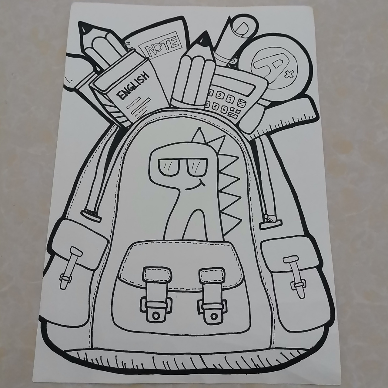 学习绘画～书包 参照图6画的